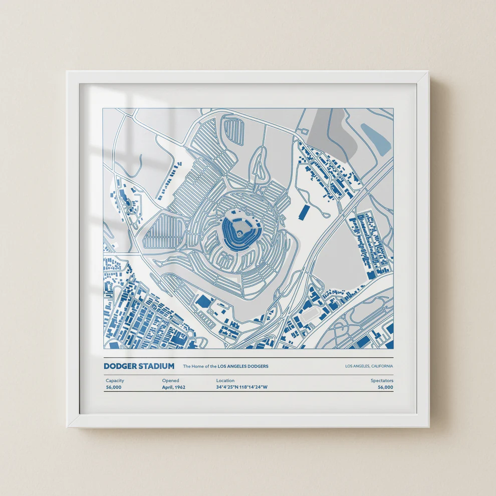Dodger Stadium city map framed print