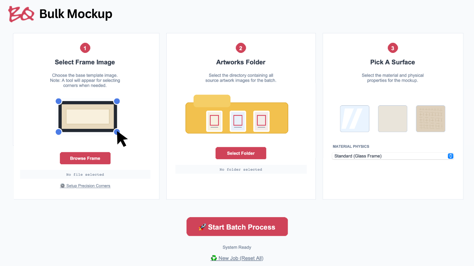 Bulk Mockup frame generator interface